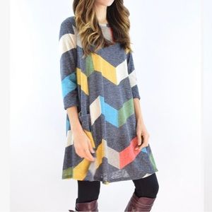 EUC Multicolor Chevron Tunic